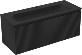 Mexen Rivel 120 cm Bathroom Cabinet with Vela Basin, 1 Drawer, Fluted, Black Matte - 91A20-12047-1-BF71-W23M71