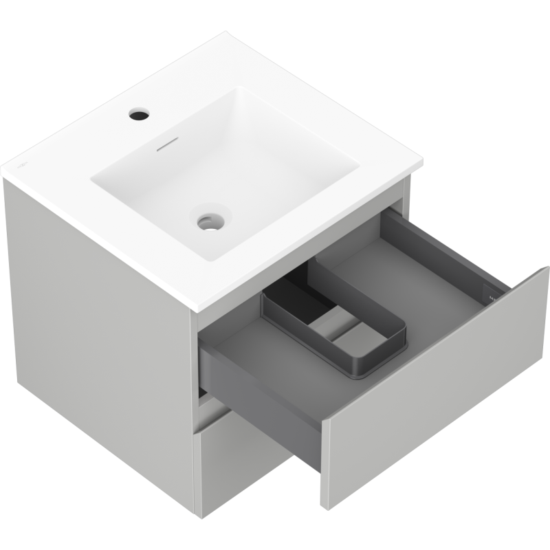 Mexen Orio bathroom cabinet 50 cm with Otis washbasin, 2 drawers, grey matte/white matte - 91A10-05047-2-BFF62-W18M01