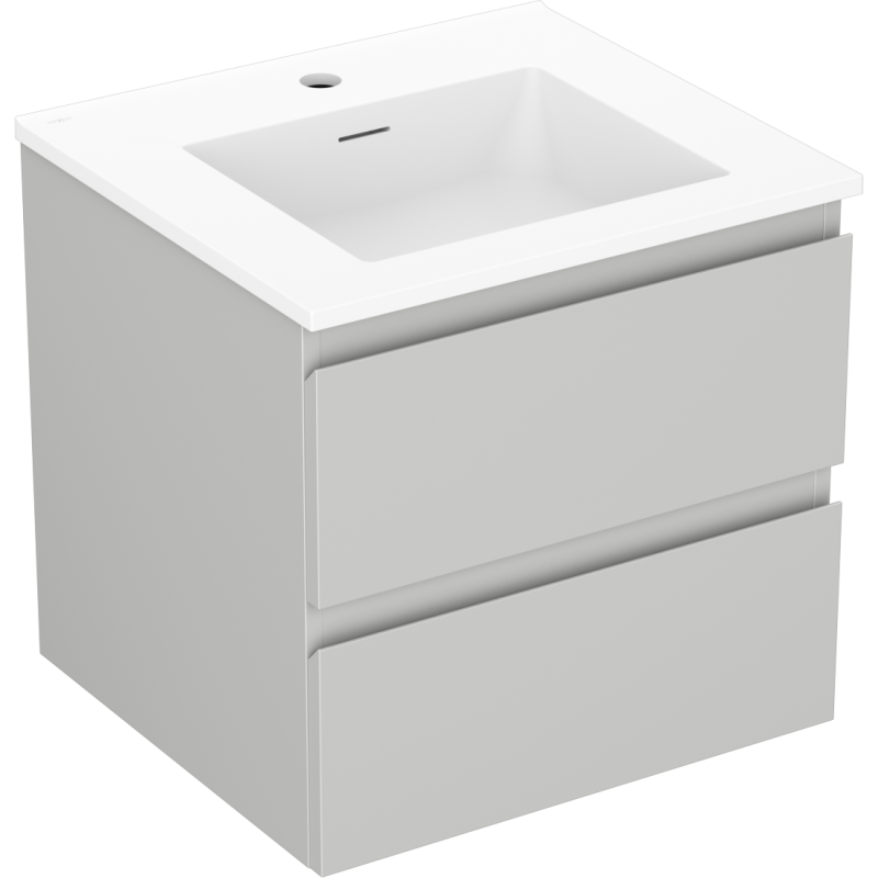 Mexen Orio bathroom cabinet 50 cm with Otis washbasin, 2 drawers, gray matte/white matte - 91A10-05047-2-BFF62-W18M01