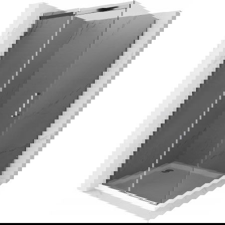 Mexen Omega extendable shower cubicle 100 x 100 cm, Graphite, Chrome + shower tray Flat, bialy - 825-100-100-01-40-4010