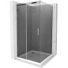 Mexen Omega sliding shower cabin 100 x 100 cm, graphite, chrome + Flat shower tray, white - 825-100-100-01-40-4010