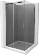Mexen Omega sliding shower cabin 100 x 100 cm, graphite, chrome + Flat shower tray, white - 825-100-100-01-40-4010