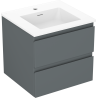 Mexen Orio bathroom cabinet 50 cm with Otis sink, 2 drawers, matte graphite/white matte - 91A10-05047-2-BFF66-W18M01