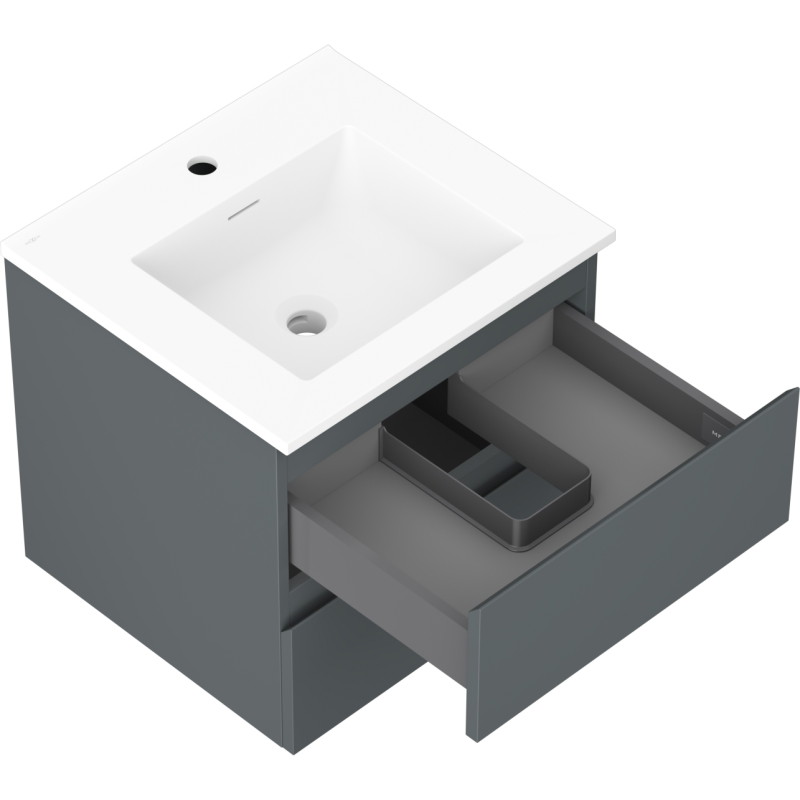 Mexen Orio bathroom cabinet 50 cm with sink Otis, 2 drawers, graphite matte/white matte - 91A10-05047-2-BFF66-W18M01