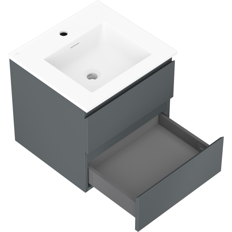 Mexen Orio bathroom cabinet 50 cm with sink Otis, 2 drawers, graphite matte/white matte - 91A10-05047-2-BFF66-W18M01
