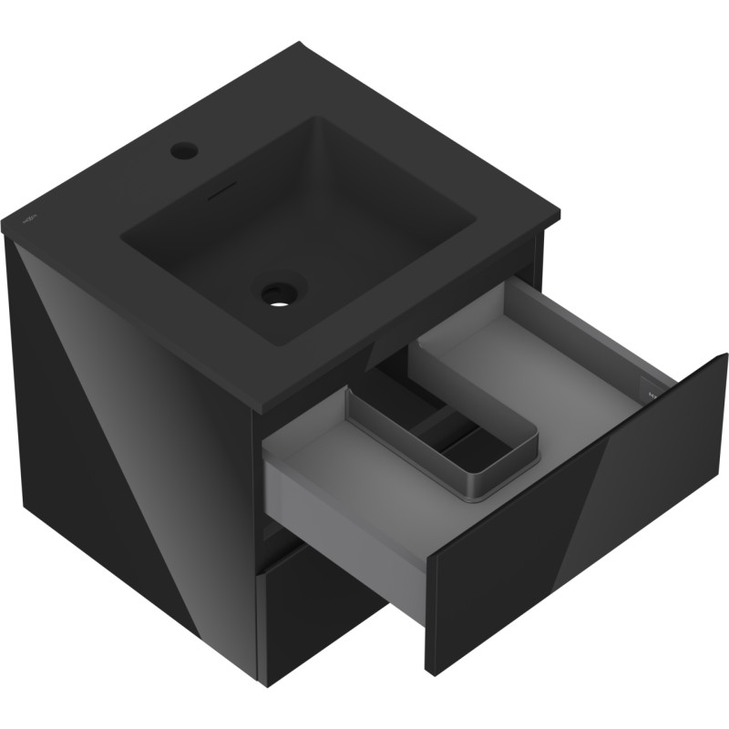 Mexen Orio 50 cm Bathroom Cabinet with Sink Otis, 2 Drawers, Black Gloss/Black Matte - 91A10-05047-2-BFF70-W18M71