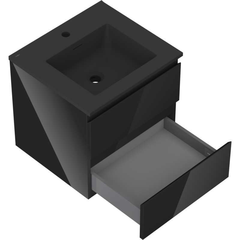 Mexen Orio 50 cm Bathroom Cabinet with Sink Otis, 2 Drawers, Black Gloss/Black Matte - 91A10-05047-2-BFF70-W18M71