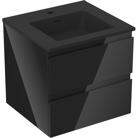 Mexen Orio bathroom cabinet 50 cm with Otis sink, 2 drawers, black gloss/black matte - 91A10-05047-2-BFF70-W18M71