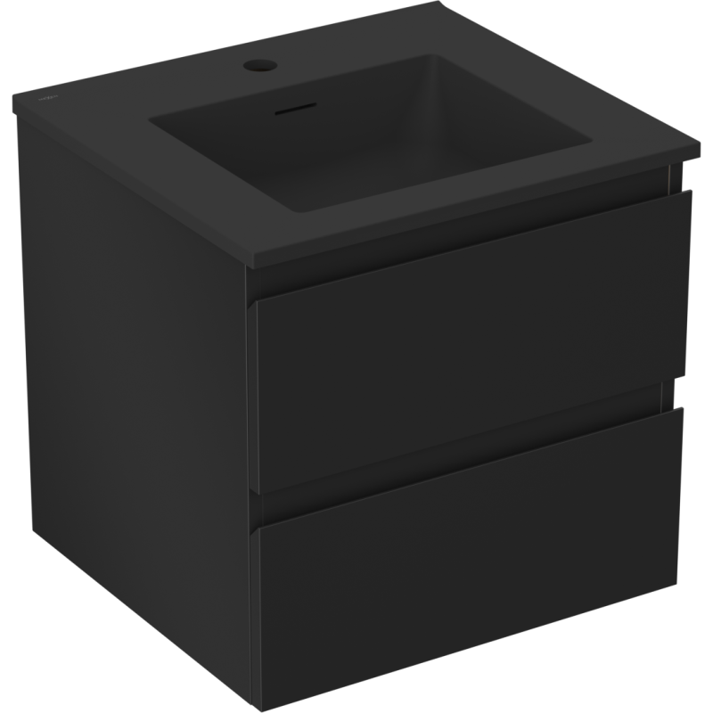 Mexen Orio bathroom cabinet 50 cm with Otis washbasin, 2 drawers, matt black - 91A10-05047-2-BFF71-W18M71