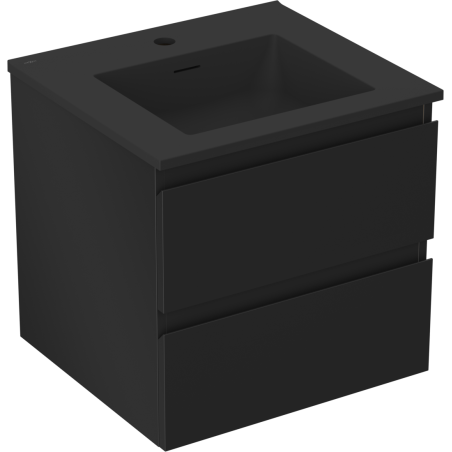 Mexen Orio bathroom cabinet 50 cm with Otis washbasin, 2 drawers, matt black - 91A10-05047-2-BFF71-W18M71