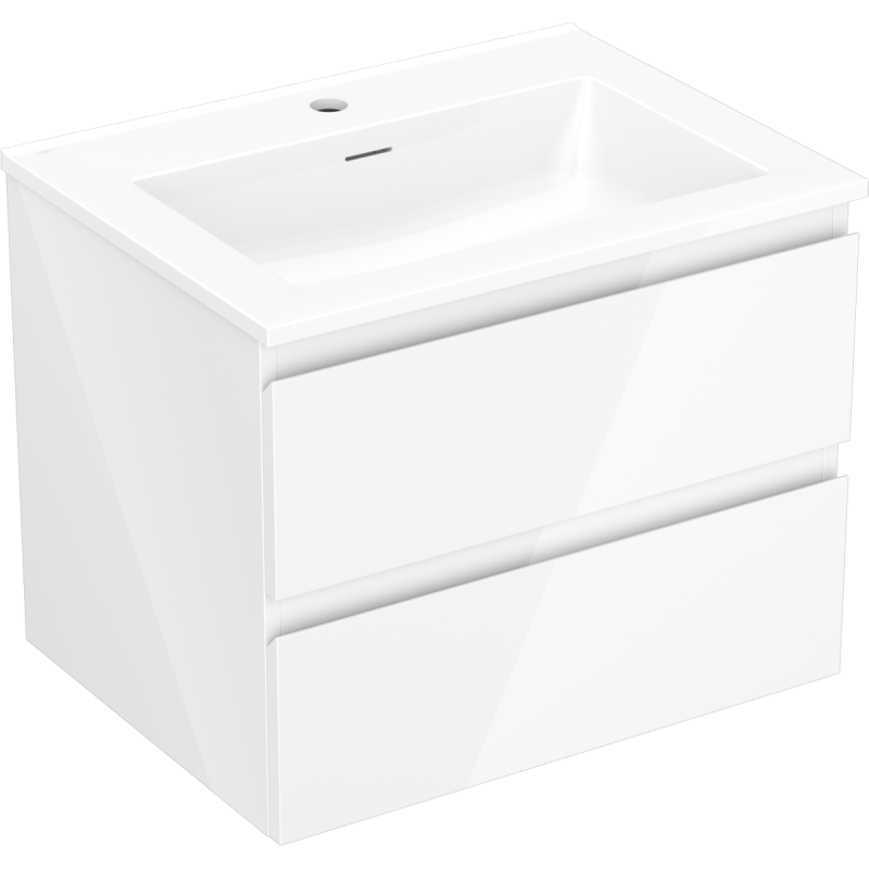 Mexen Orio bathroom cabinet 60 cm with Otis washbasin, 2 drawers, white gloss - 91A10-06047-2-BFF00-W18M00