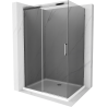 Mexen Omega extendable shower cubicle 120 x 70 cm, Graphite, Chrome + shower tray Flat, bialy - 825-120-070-01-40-4010