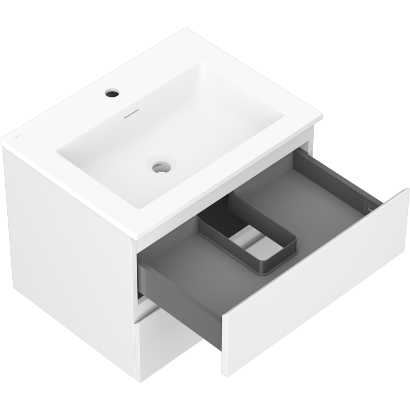 Mexen Orio bathroom cabinet 60 cm with Otis washbasin, 2 drawers, white matt - 91A10-06047-2-BFF01-W18M01