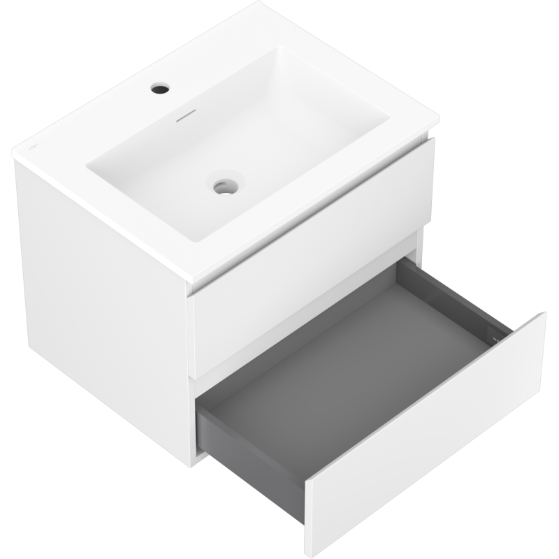 Mexen Orio bathroom cabinet 60 cm with Otis washbasin, 2 drawers, white matt - 91A10-06047-2-BFF01-W18M01
