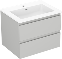 Mexen Orio bathroom cabinet 60 cm with Otis sink, 2 drawers, grey matt/white matt - 91A10-06047-2-BFF62-W18M01