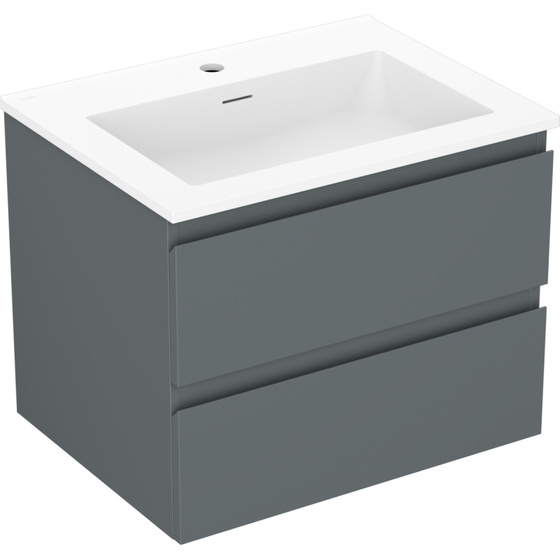 Mexen Orio bathroom cabinet 60 cm with Otis sink, 2 drawers, graphite matte/white matte - 91A10-06047-2-BFF66-W18M01