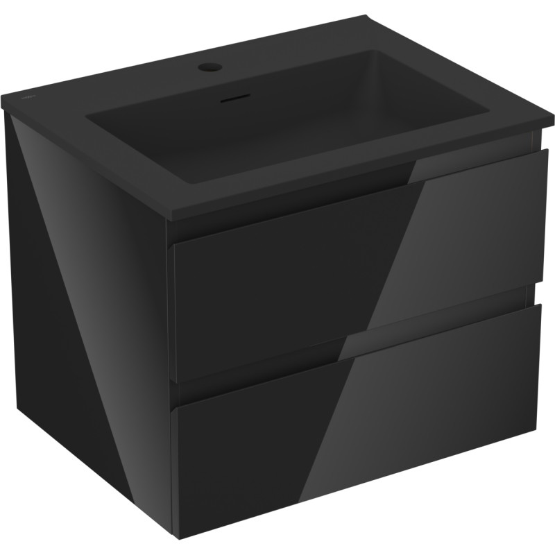 Mexen Orio 60 cm Bathroom Cabinet with Sink Otis, 2 Drawers, Black Gloss/Black Matte - 91A10-06047-2-BFF70-W18M71