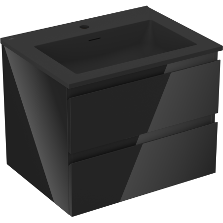Mexen Orio bathroom cabinet 60 cm with Otis sink, 2 drawers, black gloss/black matte - 91A10-06047-2-BFF70-W18M71