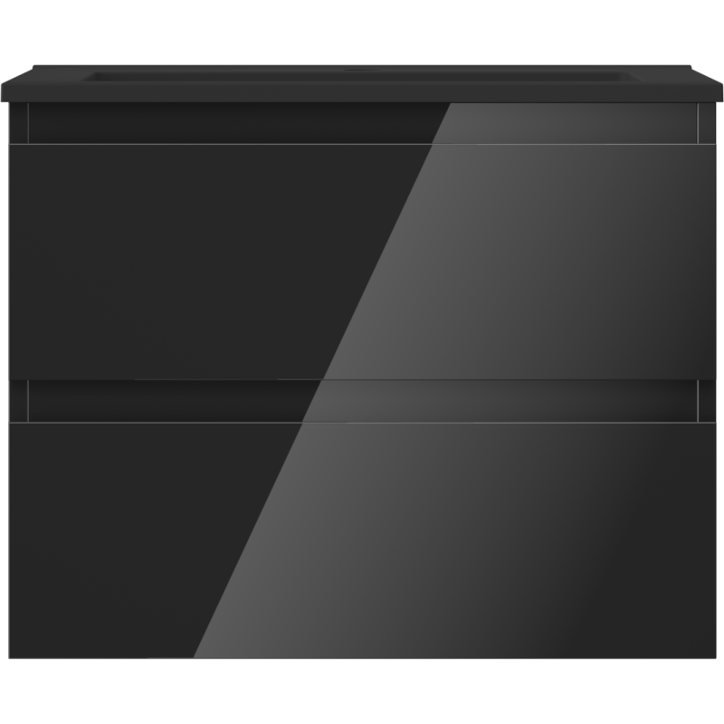 Mexen Orio bathroom cabinet 60 cm with Otis washbasin, 2 drawers, black gloss/matt black - 91A10-06047-2-BFF70-W18M71