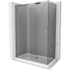 Mexen Omega extendable shower cubicle 130 x 70 cm, Graphite, Chrome + shower tray Flat, bialy - 825-130-070-01-40-4010