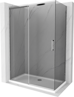 Mexen Omega sliding shower cabin 130 x 70 cm, graphite, chrome + Flat, white shower tray - 825-130-070-01-40-4010
