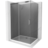 Mexen Omega sliding shower enclosure 130 x 90 cm, graphite, chrome + Flat shower tray, white - 825-130-090-01-40-4010