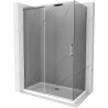 Mexen Omega sliding shower enclosure 140 x 80 cm, graphite, chrome + Flat tray, white - 825-140-080-01-40-4010