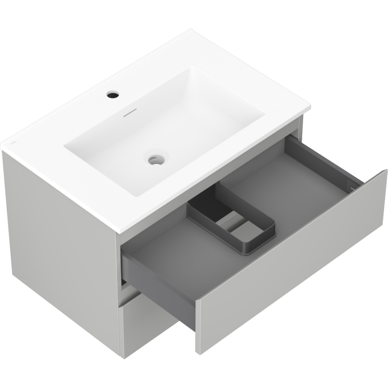 Mexen Orio bathroom cabinet 70 cm with Otis sink, 2 drawers, grey matte/white matte - 91A10-07047-2-BFF62-W18M01