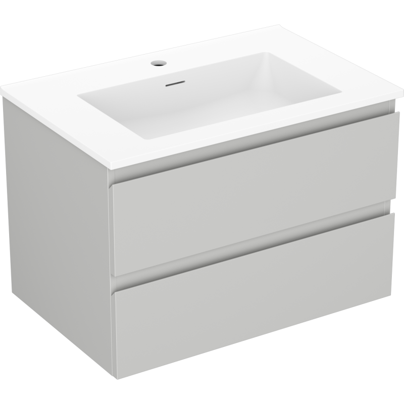 Mexen Orio 70 cm Bathroom Cabinet with Otis Sink, 2 Drawers, Gray Matte/White Matte - 91A10-07047-2-BFF62-W18M01