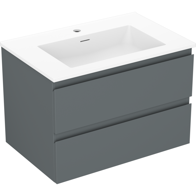 Mexen Orio bathroom cabinet 70 cm with Otis sink, 2 drawers, matte graphite/white matte - 91A10-07047-2-BFF66-W18M01