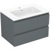 Mexen Orio bathroom cabinet 70 cm with Otis sink, 2 drawers, matte graphite/white matte - 91A10-07047-2-BFF66-W18M01