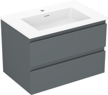 Mexen Orio bathroom cabinet 70 cm with Otis sink, 2 drawers, matt graphite/matt white - 91A10-07047-2-BFF66-W18M01
