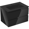 Mexen Orio 70 cm bathroom cabinet with Otis sink, 2 drawers, black gloss/black matte - 91A10-07047-2-BFF70-W18M71