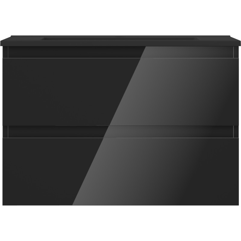 Mexen Orio 70 cm bathroom cabinet with Otis sink, 2 drawers, black gloss/black matte - 91A10-07047-2-BFF70-W18M71