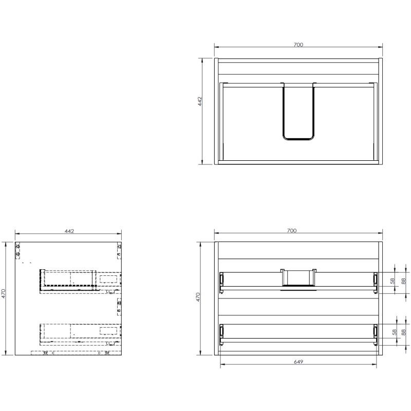 Mexen Orio 70 cm bathroom cabinet with Otis sink, 2 drawers, black gloss/black matte - 91A10-07047-2-BFF70-W18M71