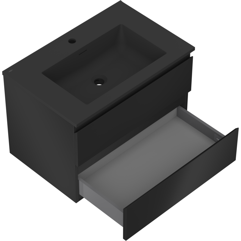 Mexen Orio bathroom cabinet 70 cm with Otis sink, 2 drawers, black matt - 91A10-07047-2-BFF71-W18M71