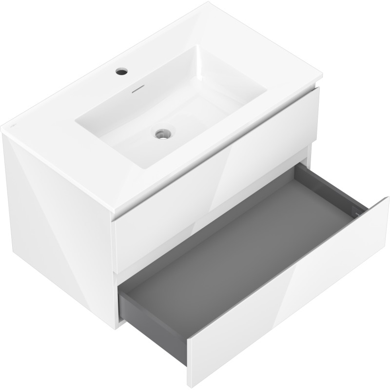 Mexen Orio 80 cm bathroom cabinet with sink Otis, 2 drawers, white gloss - 91A10-08047-2-BFF00-W18M00