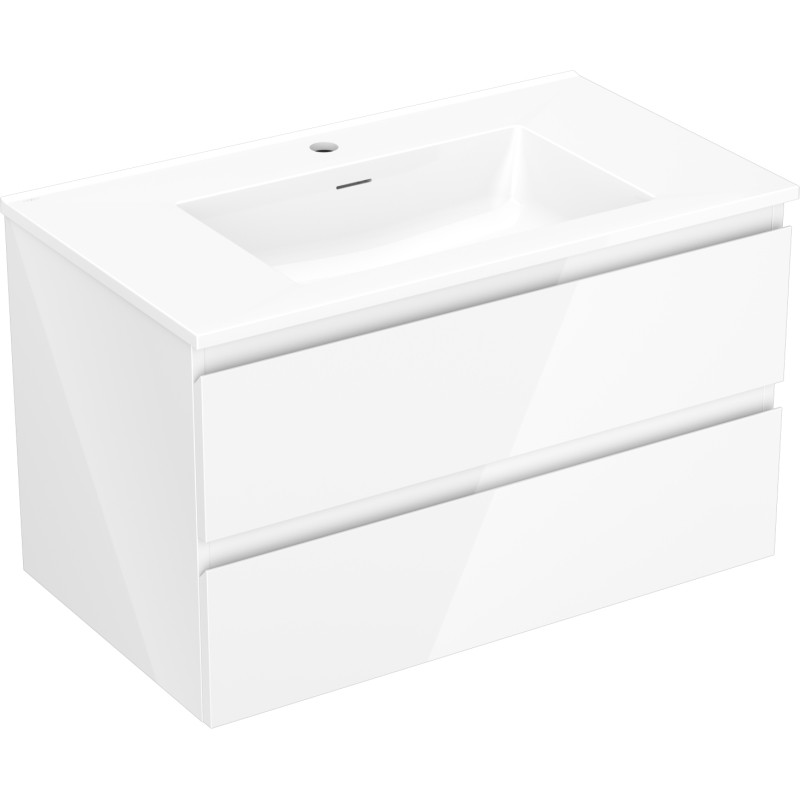 Mexen Orio 80 cm bathroom cabinet with sink Otis, 2 drawers, white gloss - 91A10-08047-2-BFF00-W18M00