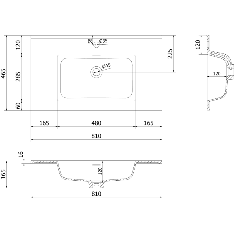 Mexen Orio Bathroom Cabinet 80 cm with Otis Sink, 2 Drawers, White Gloss - 91A10-08047-2-BFF00-W18M00