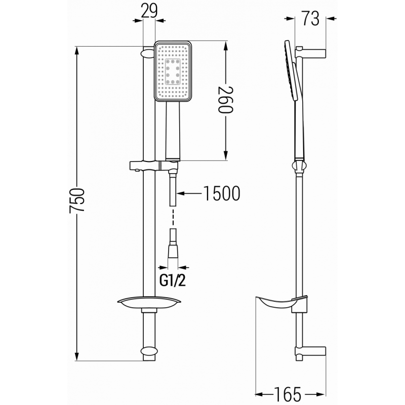 Mexen DB54 sliding shower set, black/chrome - 785544584-17