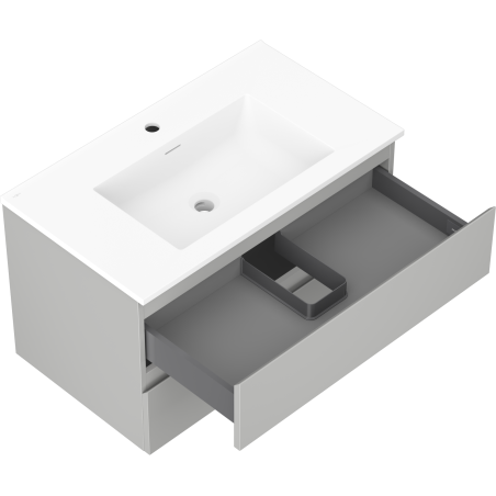 Mexen Orio bathroom cabinet 80 cm with Otis sink, 2 drawers, gray matte/white matte - 91A10-08047-2-BFF62-W18M01