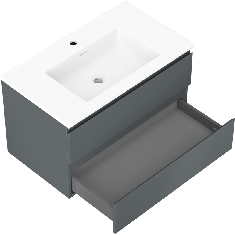 Mexen Orio 80 cm bathroom cabinet with Otis sink, 2 drawers, matte graphite/white matte - 91A10-08047-2-BFF66-W18M01