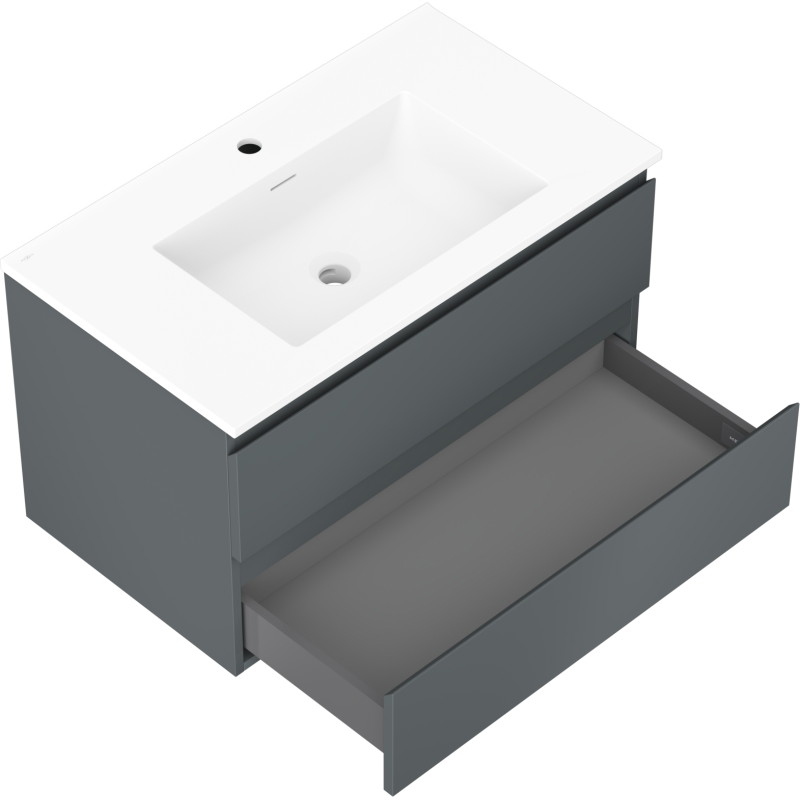 Mexen Orio bathroom cabinet 80 cm with Otis sink, 2 drawers, matte graphite/white matte - 91A10-08047-2-BFF66-W18M01