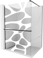 Mexen Kioto+ shower screen with a shelf and rail 120 x 200 cm, Transparent/White pattern 8 mm, Black - 800-120-121-70-97