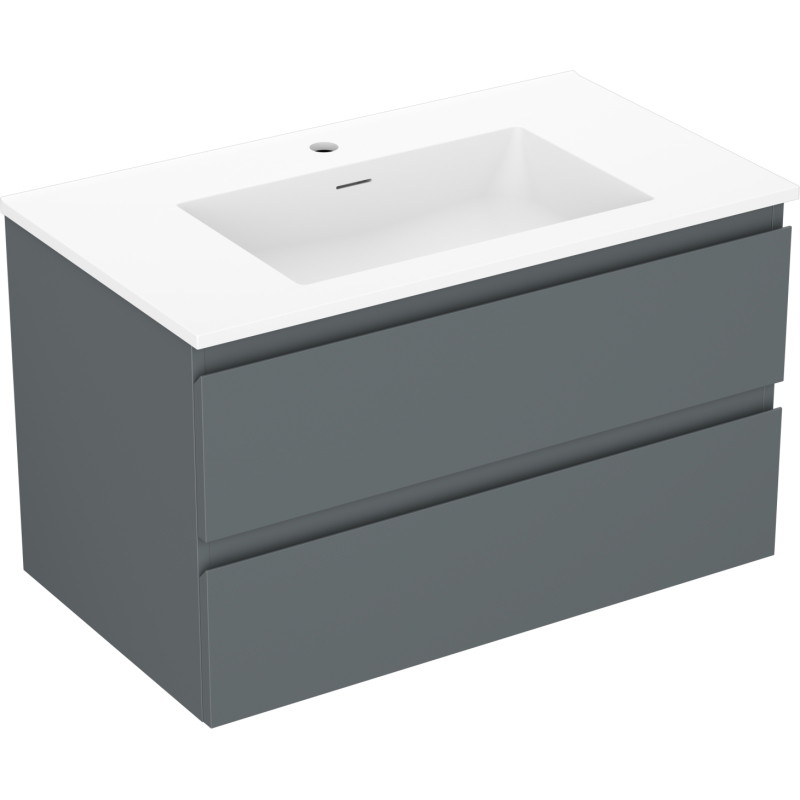 Mexen Orio bathroom cabinet 80 cm with Otis sink, 2 drawers, matte graphite/white matte - 91A10-08047-2-BFF66-W18M01