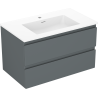 Mexen Orio bathroom cabinet 80 cm with Otis sink, 2 drawers, matte graphite/white matte - 91A10-08047-2-BFF66-W18M01