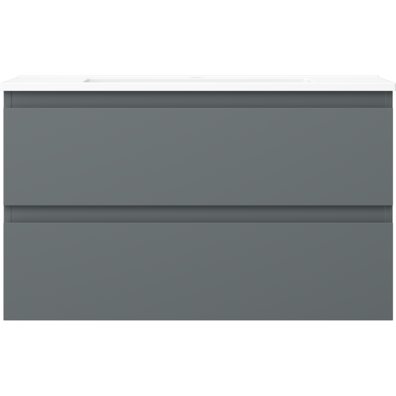 Mexen Orio 80 cm bathroom cabinet with Otis sink, 2 drawers, matte graphite/white matte - 91A10-08047-2-BFF66-W18M01