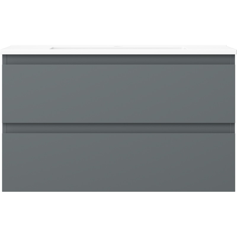 Mexen Orio bathroom cabinet 80 cm with Otis sink, 2 drawers, matte graphite/white matte - 91A10-08047-2-BFF66-W18M01
