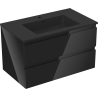 Mexen Orio bathroom cabinet 80 cm with Otis sink, 2 drawers, black gloss/matte black - 91A10-08047-2-BFF70-W18M71