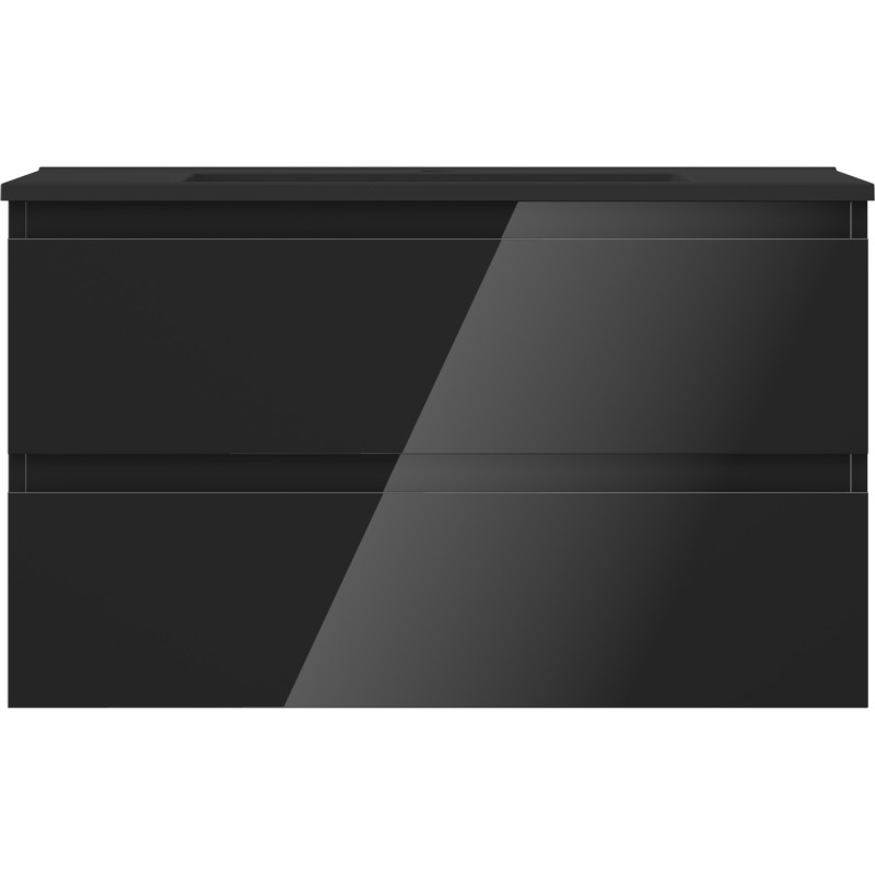 Mexen Orio bathroom cabinet 80 cm with Otis sink, 2 drawers, black gloss/matte black - 91A10-08047-2-BFF70-W18M71